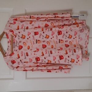 NWT SLEEP SENSE PUMPKIN SPICE HIGH- LOW PAJAMA TOP SZ L.